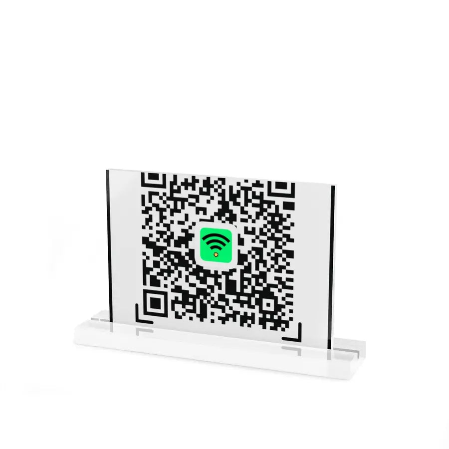 Rectangular Plexiglass Table Stand with WiFi QR Code
