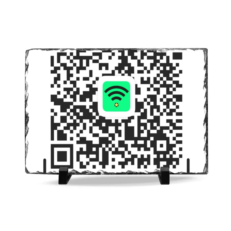 Desk sign with a WiFi QR code