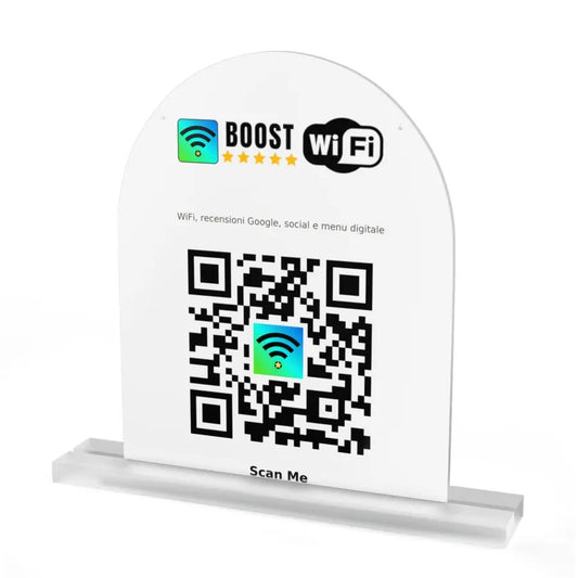 Acrylic QR code stand for tables and counters