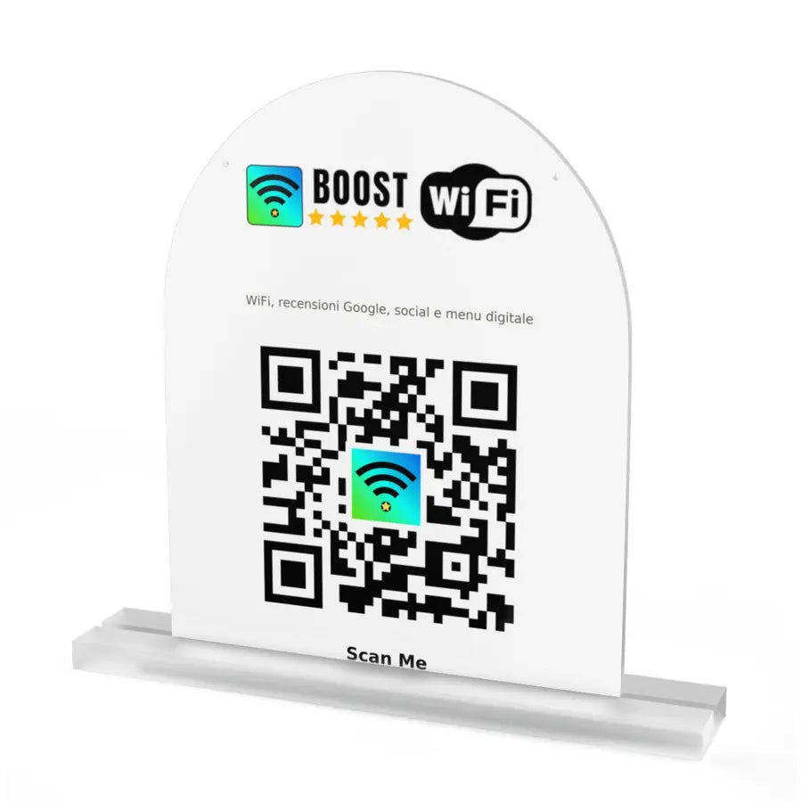 Table number holder and QR sign on a restaurant table