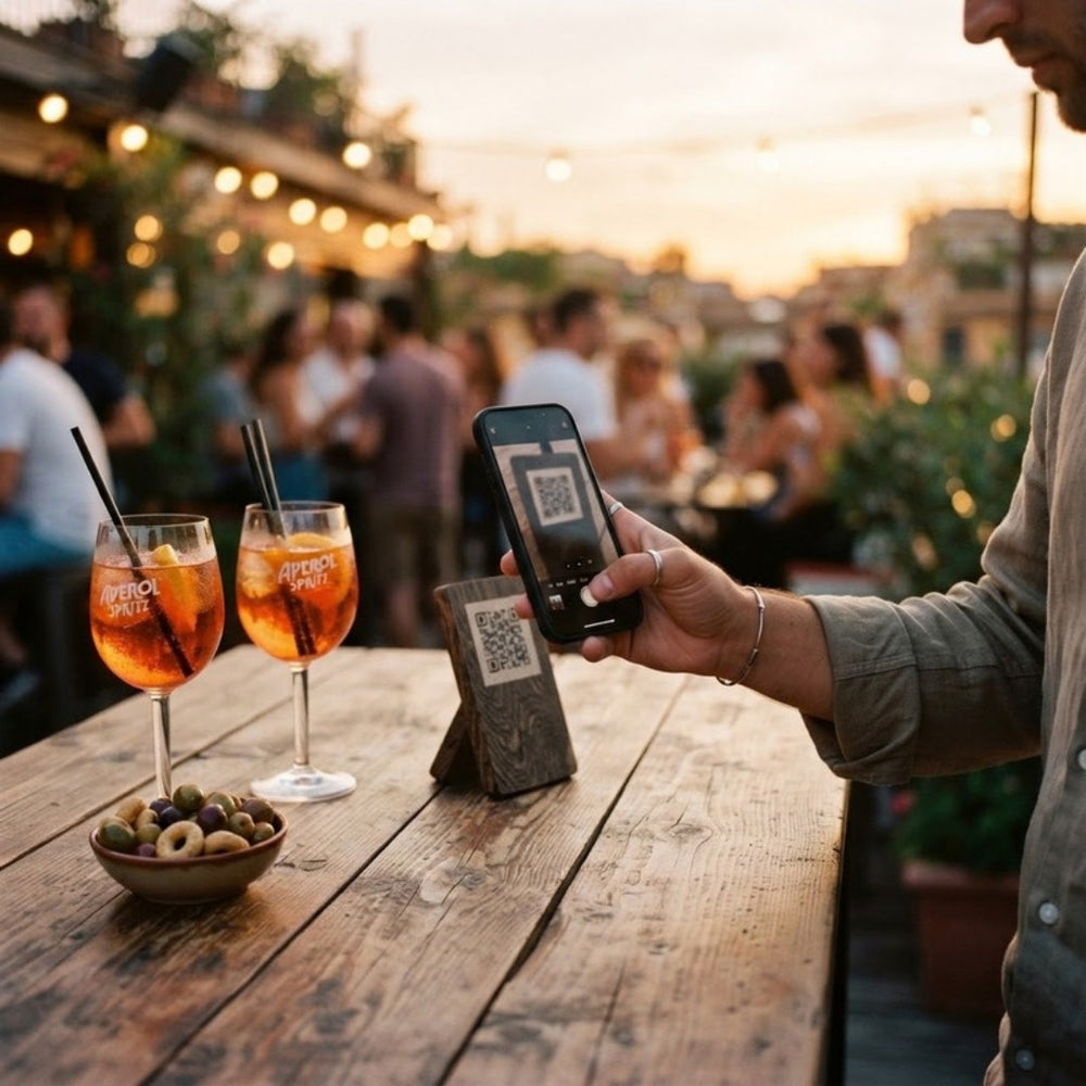Aperitif mit QR-Aufsteller