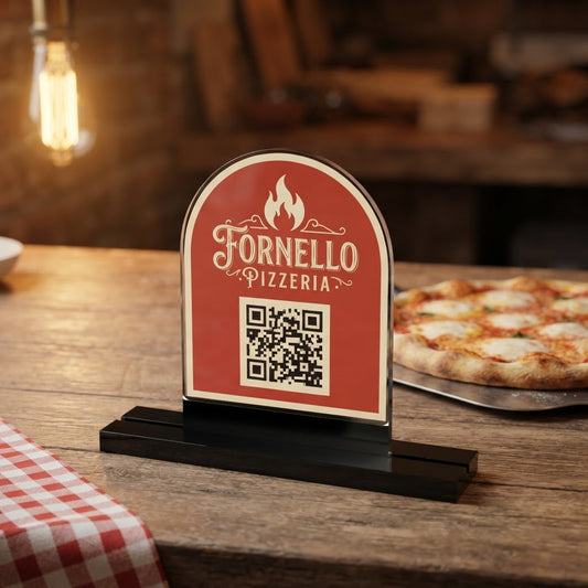 Espositore da Tavolo in Plexiglass QR Code WiFi - Sagoma Dome