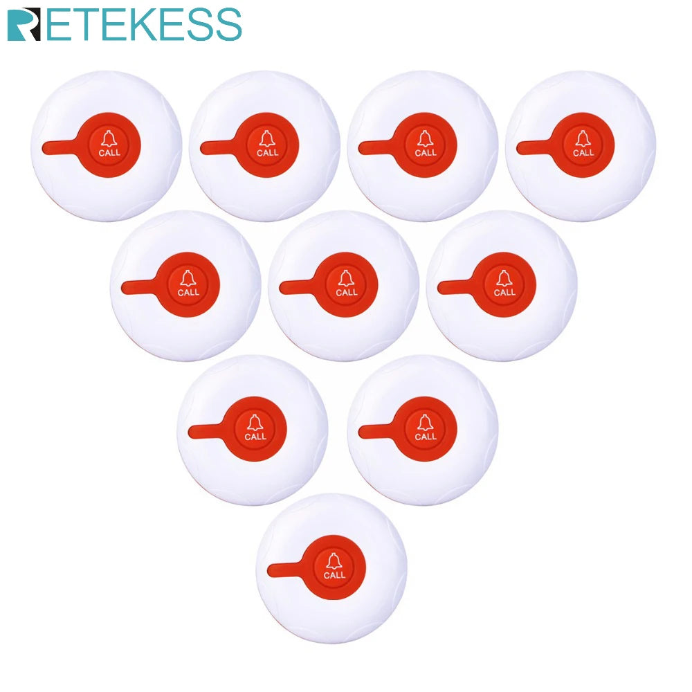 Set of 10 Waterproof Call Buttons for Care and Assistance