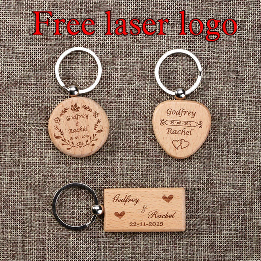 Gepersonaliseerde lasergegraveerde houten sleutelhanger