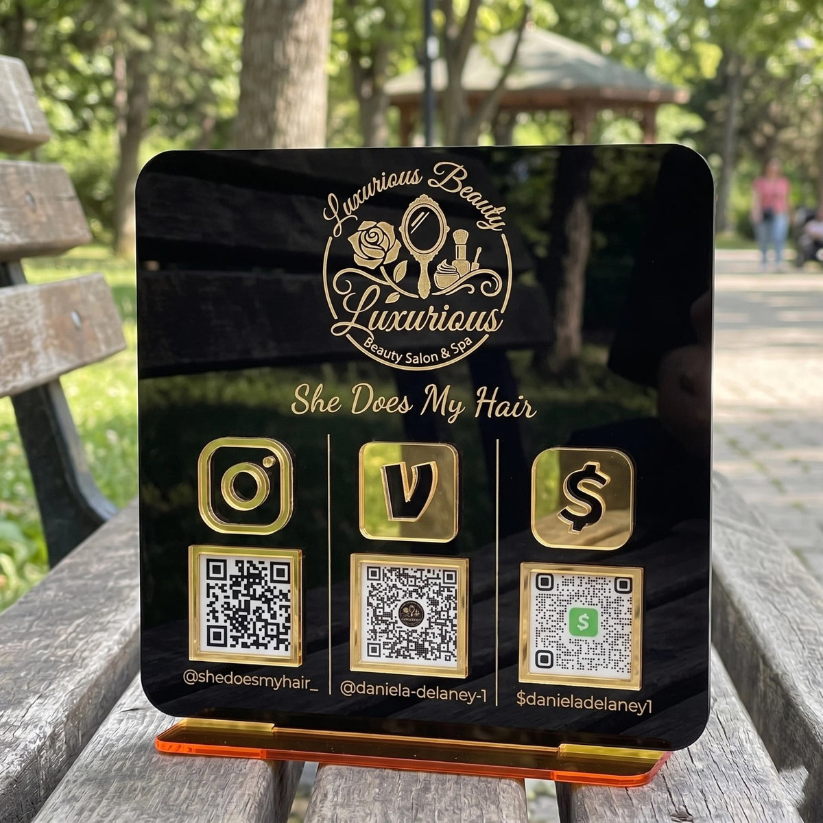 Acrylic Google Review plaque with QR code and NFC
