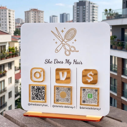 Acrylic Google Review plaque with QR code and NFC