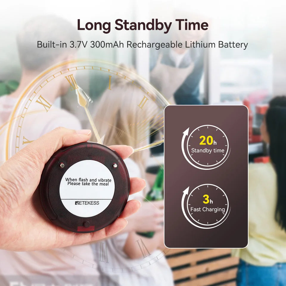 RETEKESS TD163 Waiter Call – Compact Wireless Pager, Low Battery Alert – photo 2