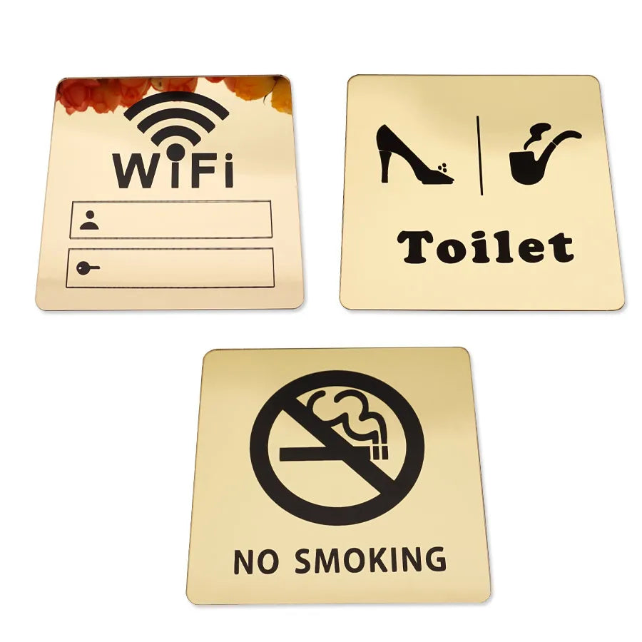 3D Mirror Sticker – WiFi / No Smoking / Restroom