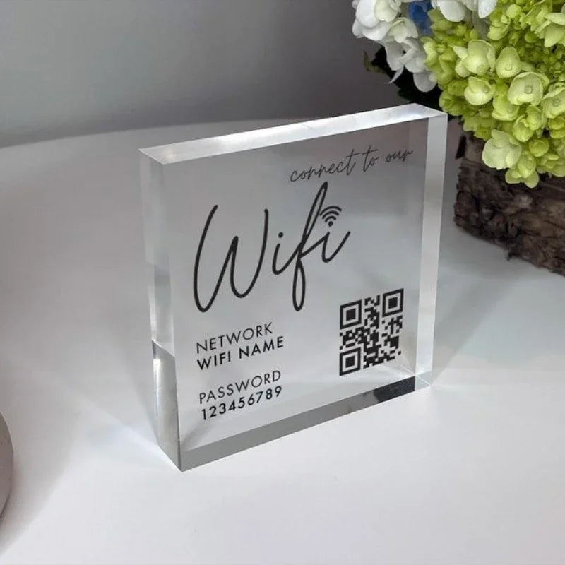 Bloque de acrílico personalizado con la contraseña del WiFi