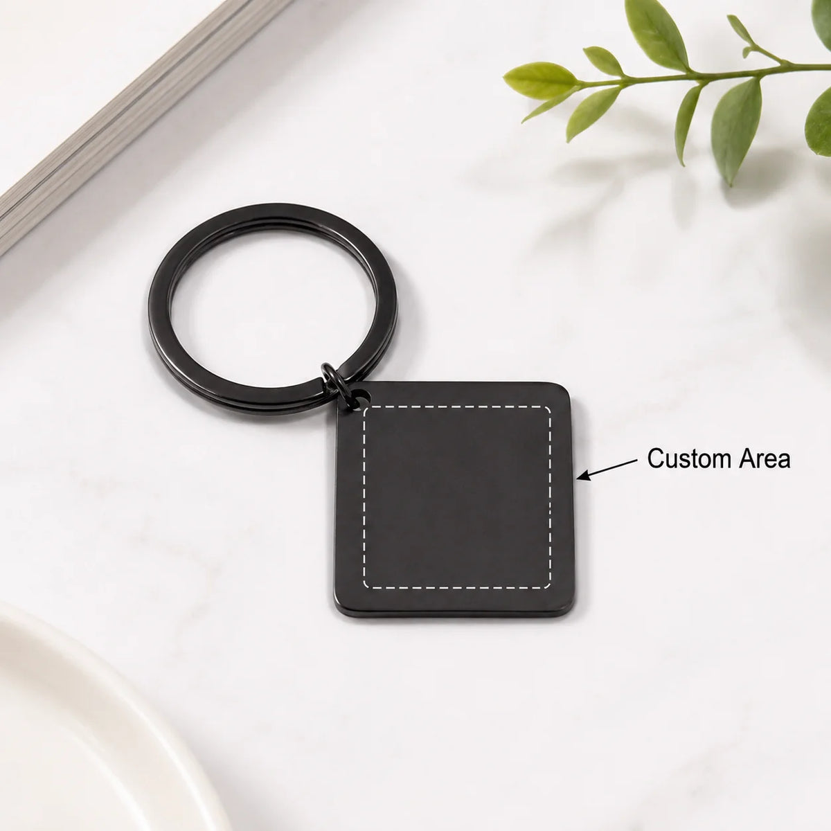 Personalized Metal Keychain with QR Code – Black