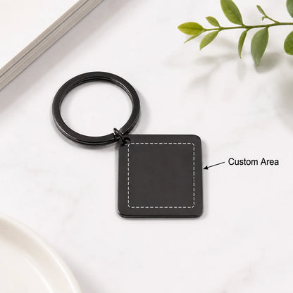 Personalized Metal Keychain with QR Code – Black