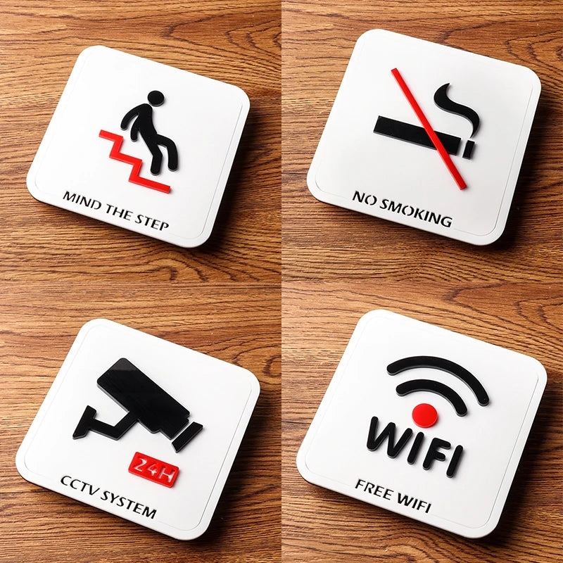 Acrylic Sign – WiFi, No Smoking, CCTV