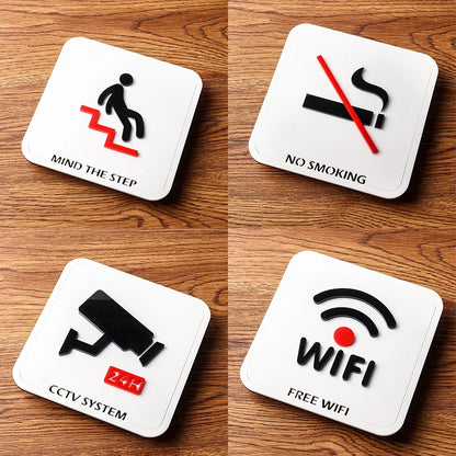 Acrylic Sign – WiFi, No Smoking, CCTV