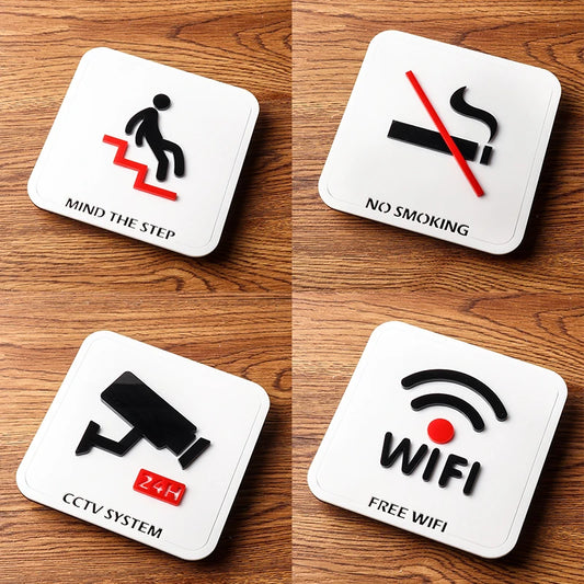 Acrylic Sign – WiFi, No Smoking, CCTV