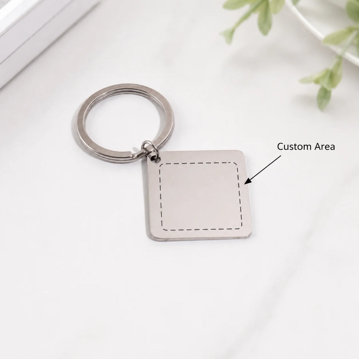 Personalized Metal Keychain with QR Code – Silver