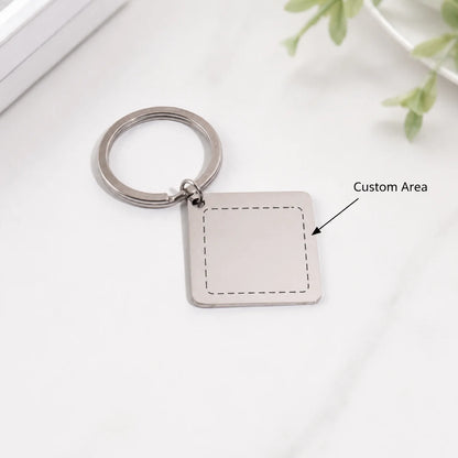 Personalized Metal Keychain with QR Code – Silver