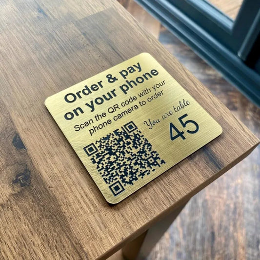 Portanumero QR Code per Tavoli Ristorante — Ottone, Rame, Argento, Oro Rosa