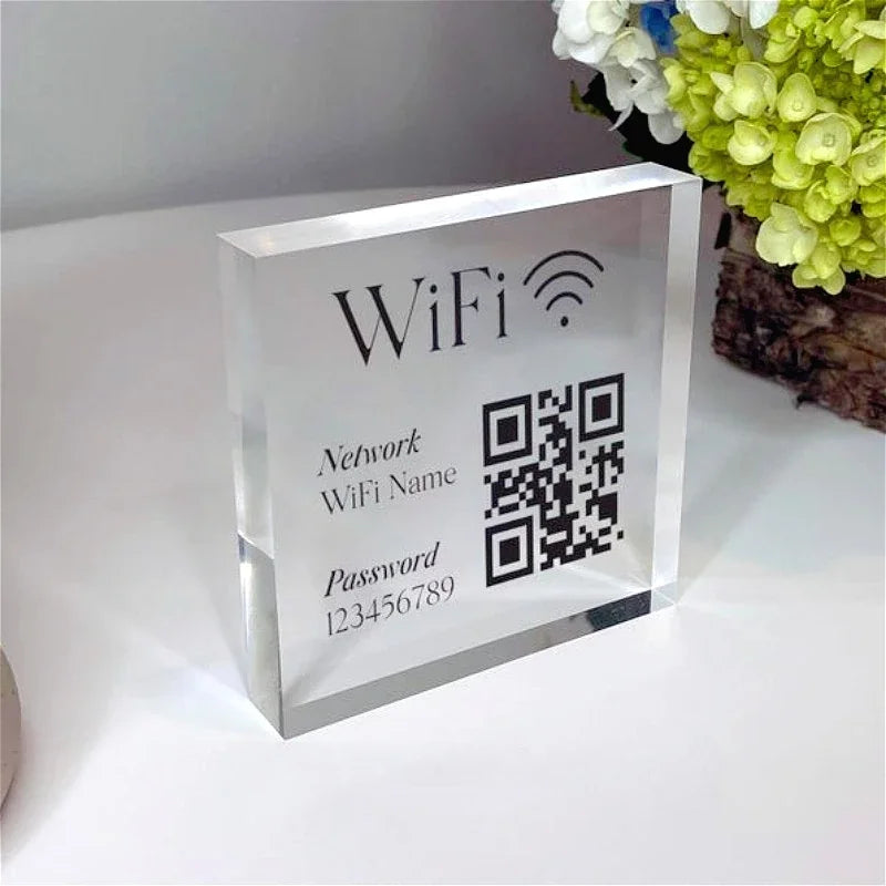 Bloque de acrílico personalizado con la contraseña del WiFi