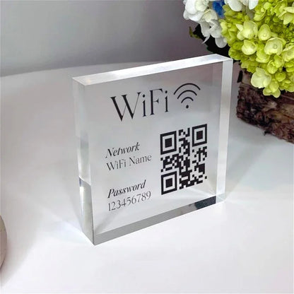 Bloque de acrílico personalizado con la contraseña del WiFi