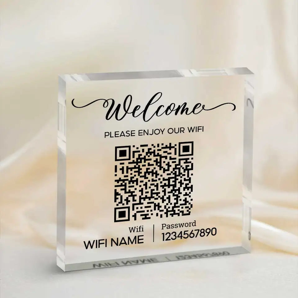 Bloque de acrílico personalizado con la contraseña del WiFi