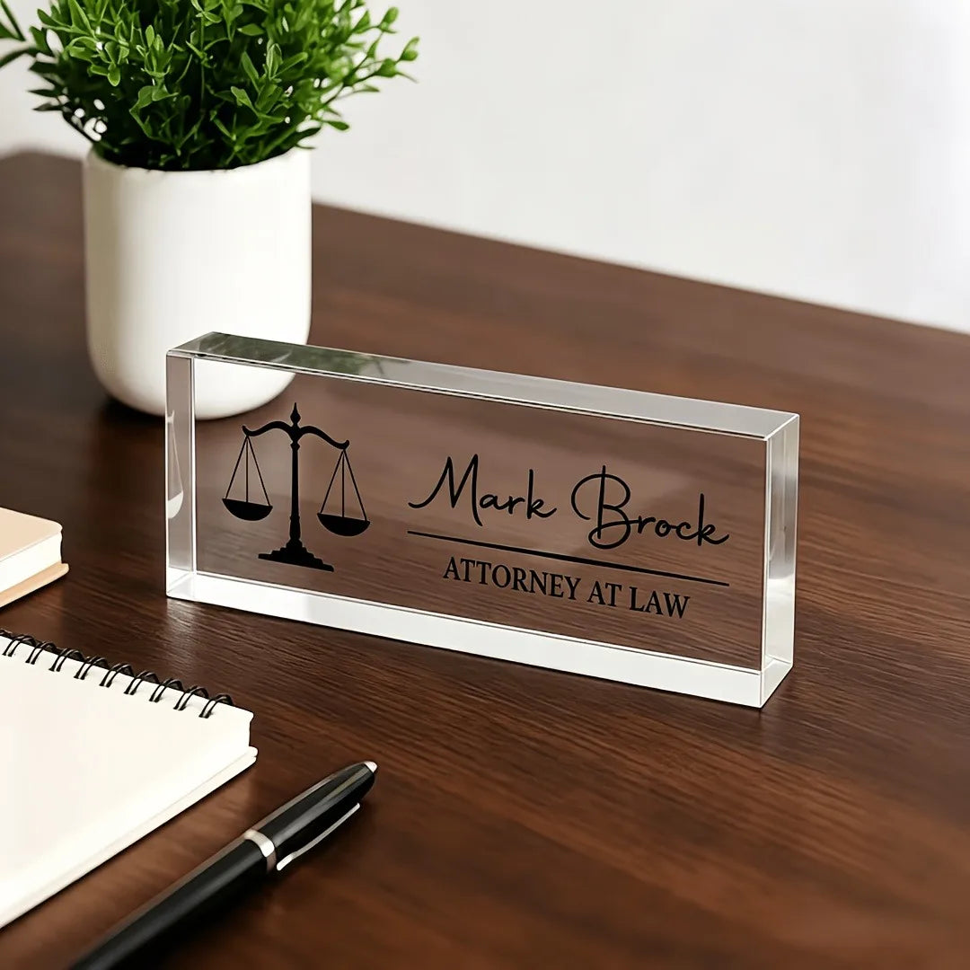Custom Acrylic Reception/Desk Nameplate – Black