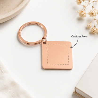 Personalized Metal Keychain with QR Code – Rose Gold