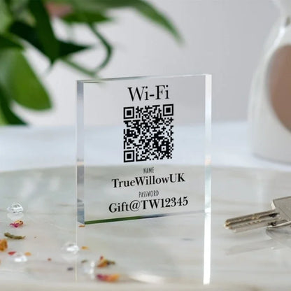 Bloque de acrílico personalizado con la contraseña del WiFi