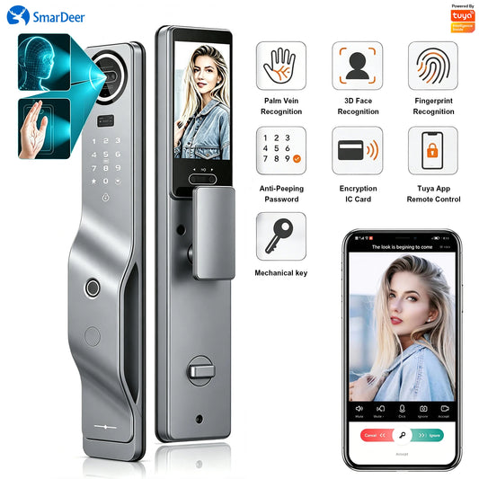 3D Face Recognition Smart Lock with Video Intercom, Tuya WiFi