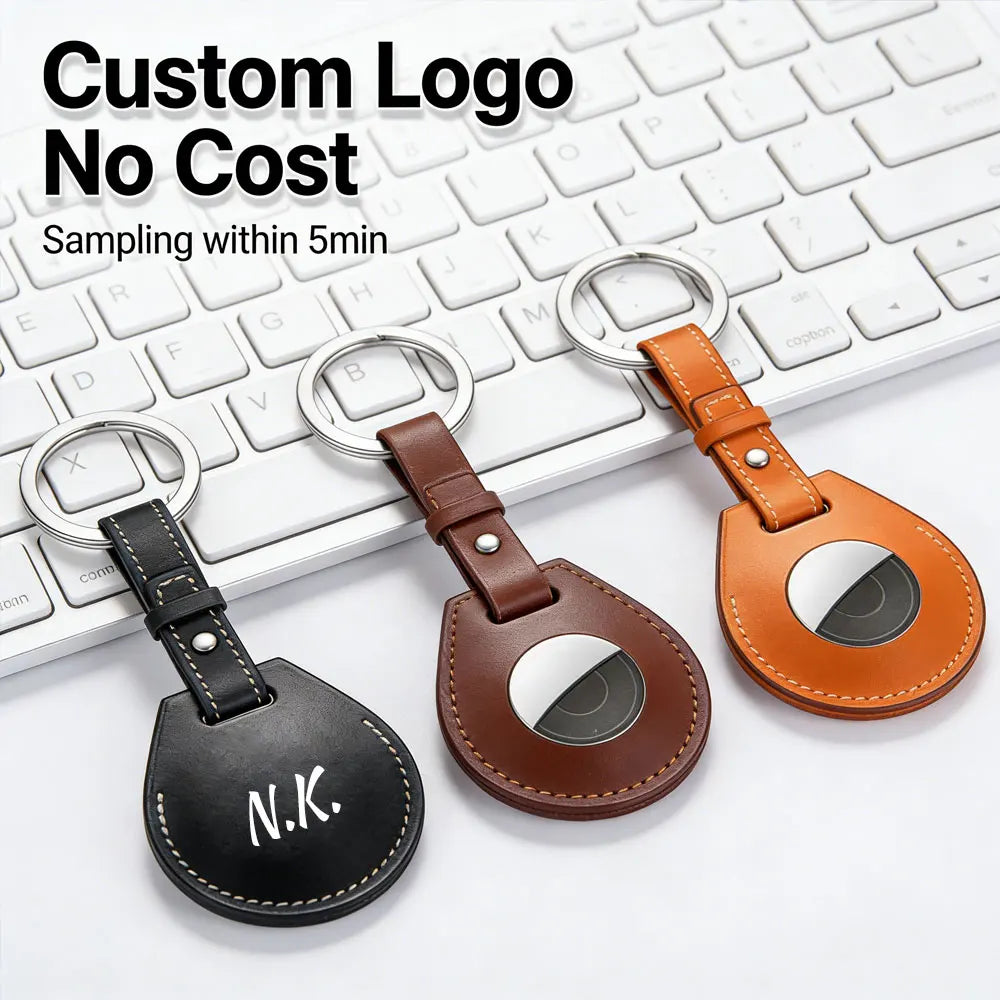 Personalized Laser-Engraved Leather Keychain for Bluetooth Tracker