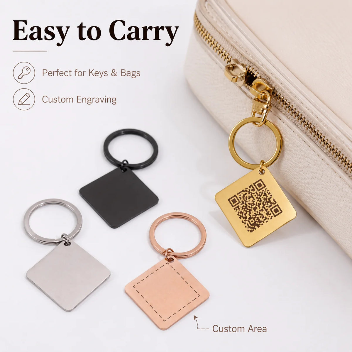 Personalized Metal Keychain with QR Code