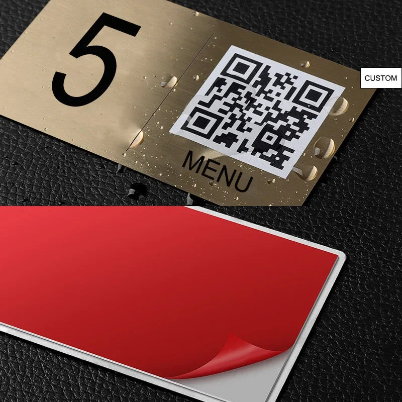 Suporte de Mesa em Aço Inoxidável para Menu QR – Preto ou Dourado