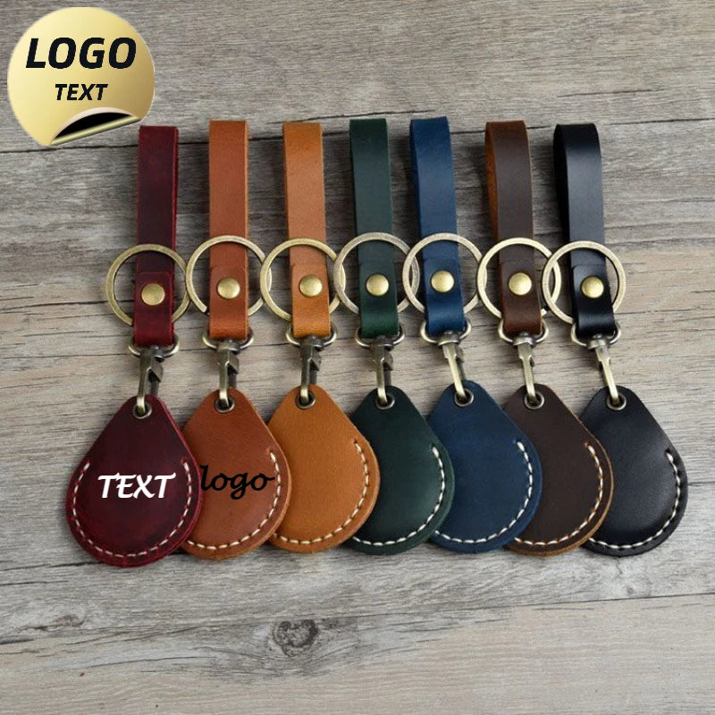 Crazy Horse Leather Keychain for AirTag