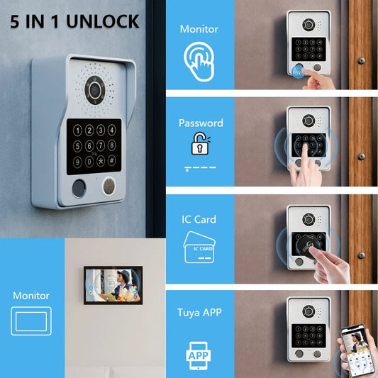 5-in-1 Video Intercom with Fingerprint, 10" Touch Screen and 1080P Camera