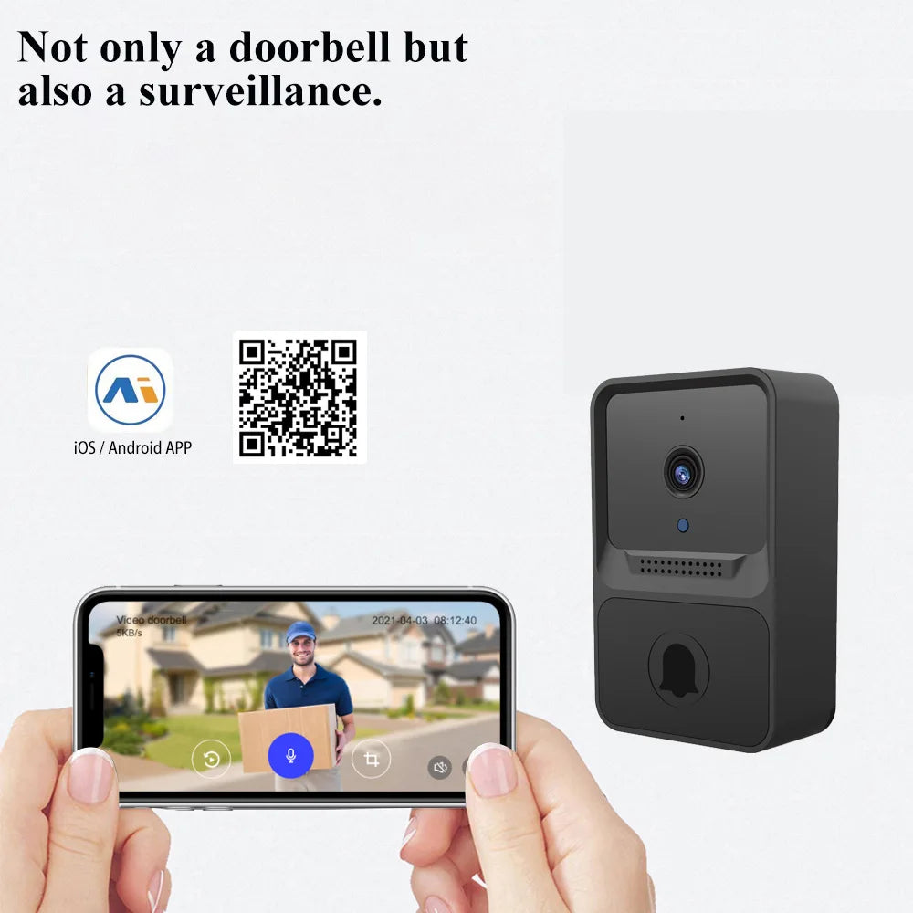 Wireless WiFi video doorbell with HD camera – night vision