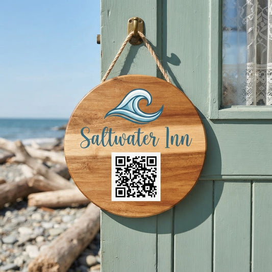 Insegna in Legno QR Code WiFi Ristorante - da Appendere