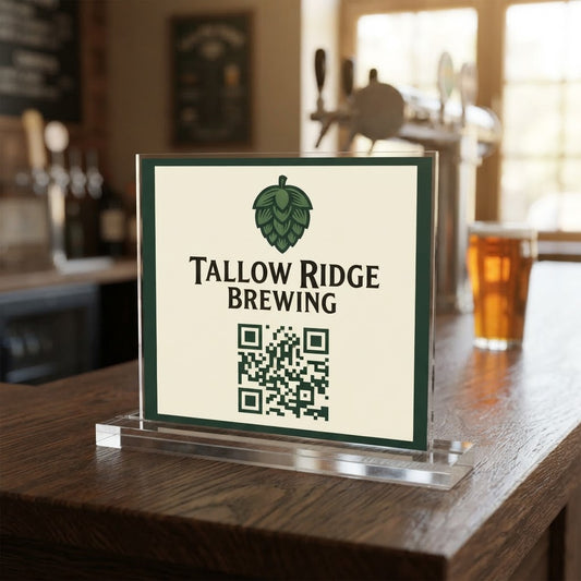 Rectangular Plexiglass Table Stand with WiFi QR Code