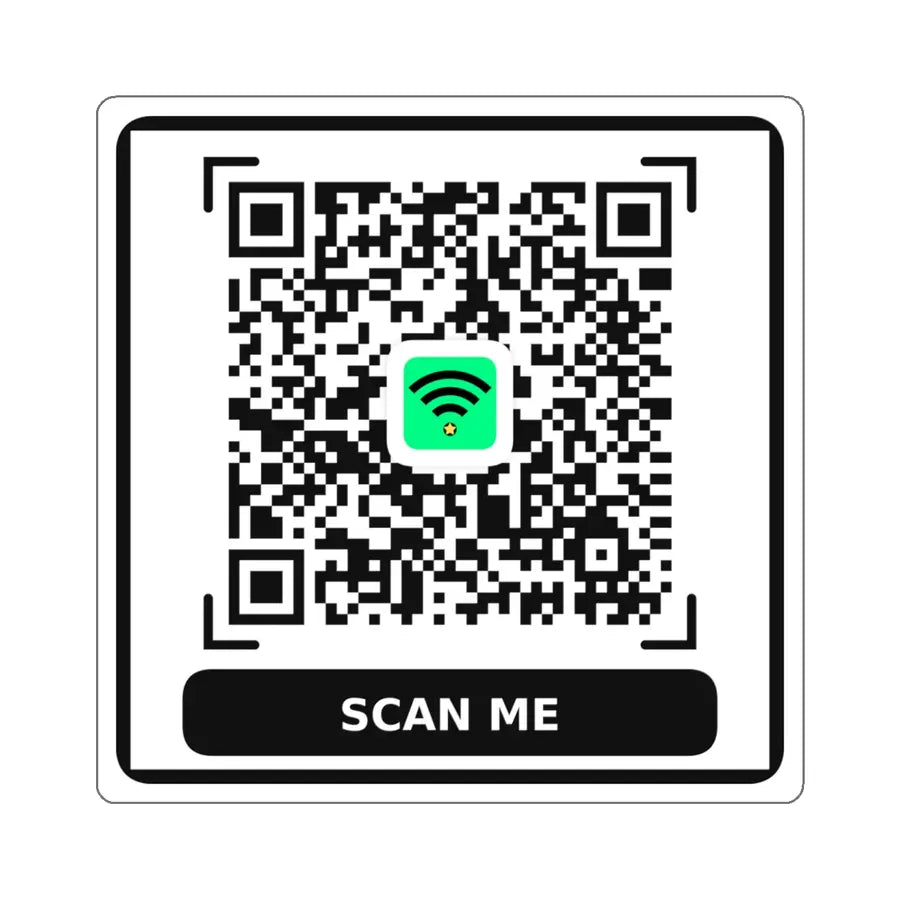 Die-Cut Custom WiFi QR Code Sticker for Restaurants and Bars