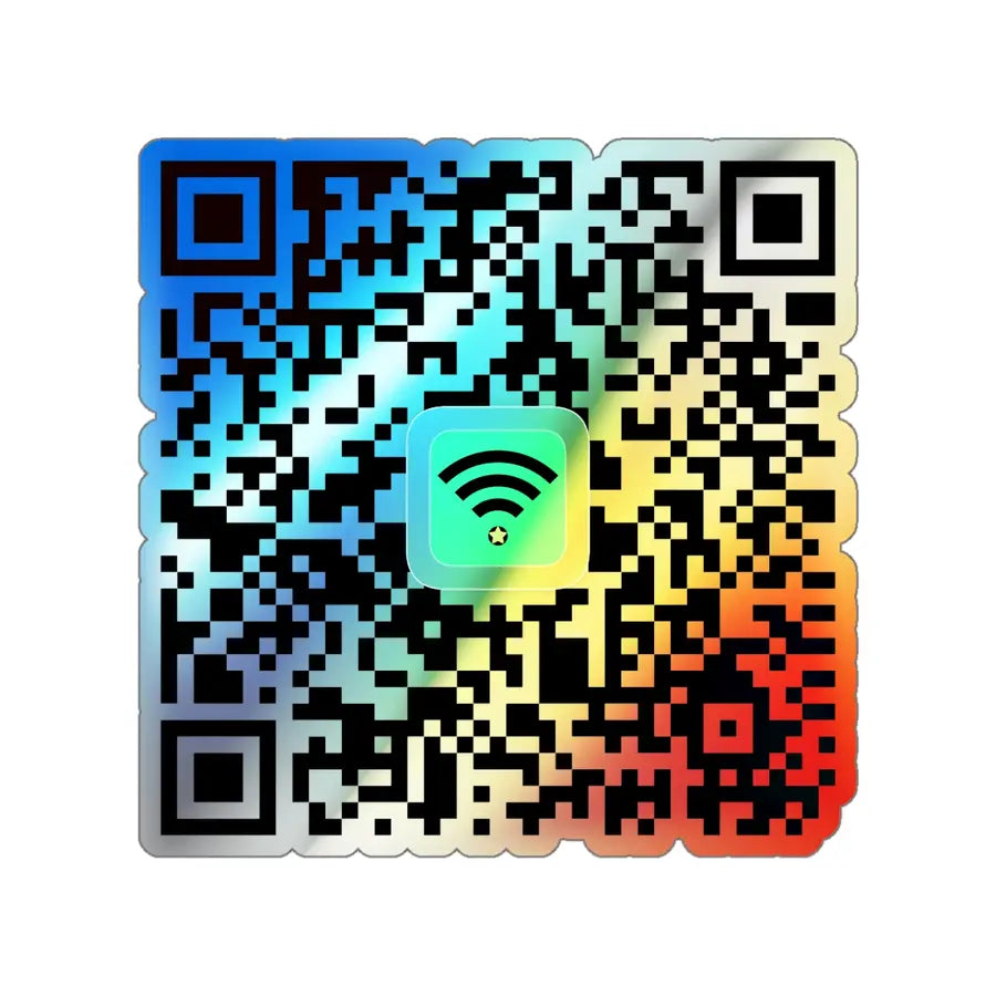 Holographic WiFi QR Code Sticker – Shiny Effect