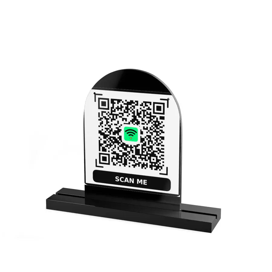Dome-Shaped Plexiglass Table Stand with WiFi QR Code